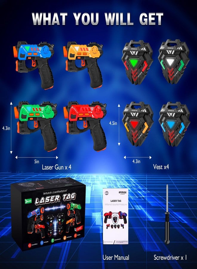 KIZJORYA Laser Tag Guns Set of 4, Laser Tag for Boys Age 8-12 with 4 Infrared Vests & 4 Laser Guns, Multi Players Sports & Outdoor Play Toys, Outside Activity Backyard Games - Image 5